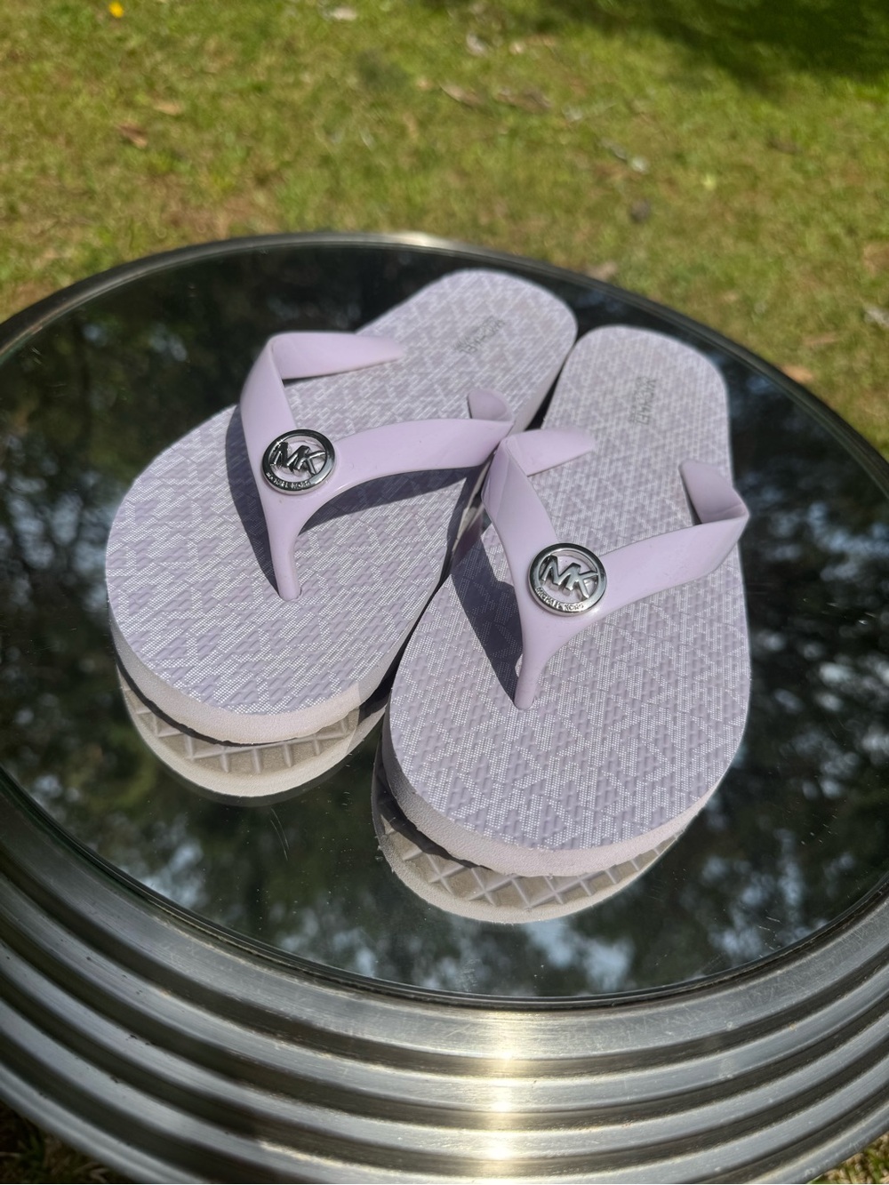 Michael Kors Light Lavender MK Logo Thong Sandals